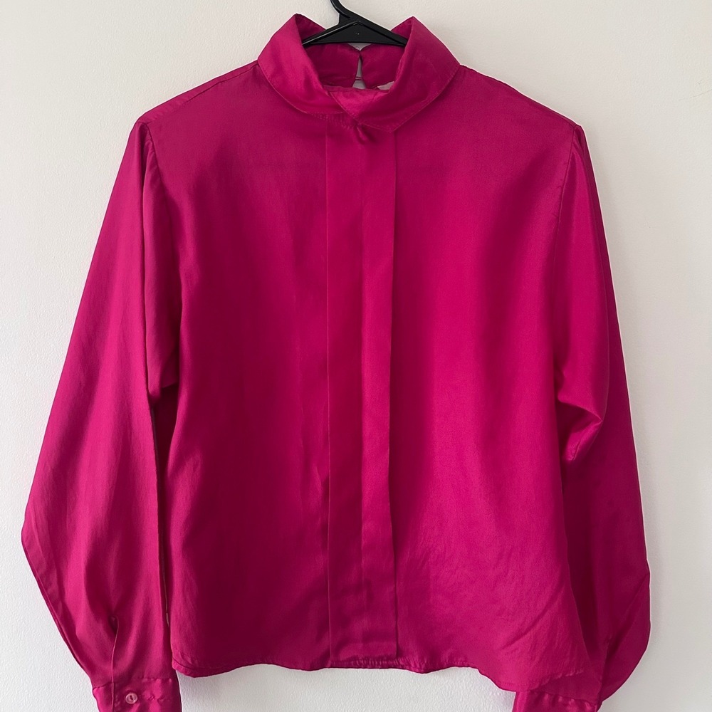 Classic Directions Petite Magenta  Long Sleeve Blouse Vintage Sz 6